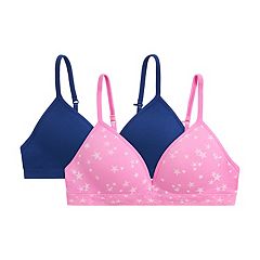 Fruit of the Loom Girls Sports Bra with Removable Pads, 2-Pack, Sizes  (28-38)