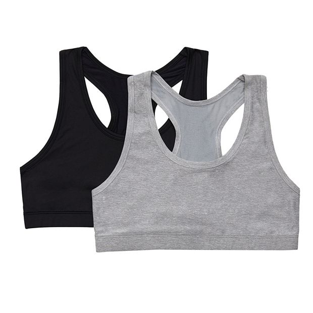 Just Intimates Racerback Sports Bra (Pack of 2) (Black, White, X-Small)