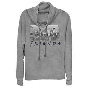 Juniors' Friends Group Skyline Portrait Cowlneck Graphic Lightweight Long Sleeve