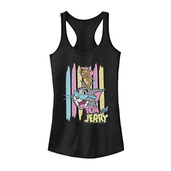 Juniors' Tom and Jerry 90s Theme Background Tank Top
