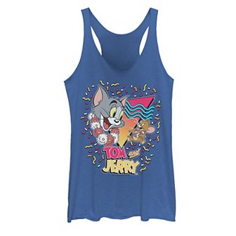 Juniors' Tom and Jerry 90s Confetti Portrait Logo Tank Top
