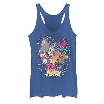 Juniors' Tom and Jerry 90s Confetti Portrait Logo Tank Top