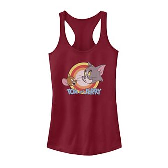Juniors' Tom & Jerry Faces And Logo Tank Top