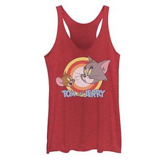 Juniors' Tom & Jerry Faces And Logo Tank Top
