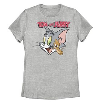 Juniors' Tom And Jerry Simple Portrait Logo Tee