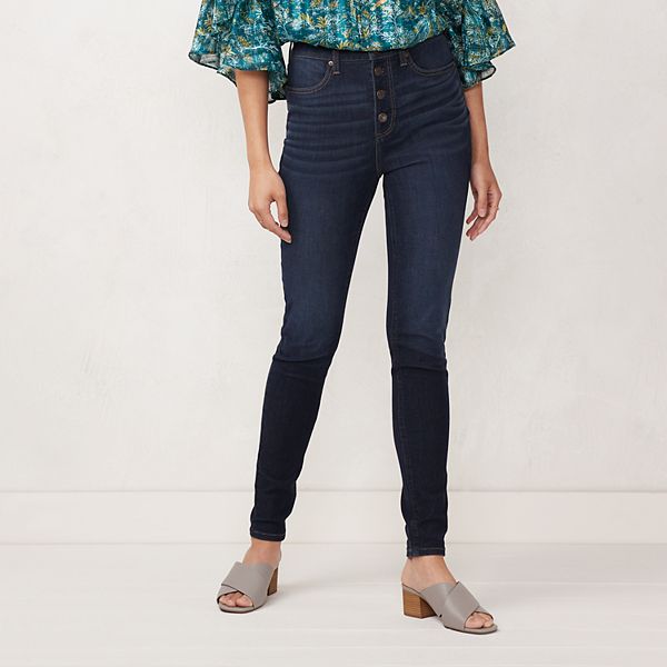 LC Lauren Conrad Womens Dark Wash Mid Rise Super Skinny Jeans Plus Sz 18W  NWT
