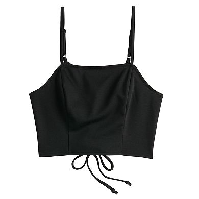 Juniors' Live To Be Spoiled Square Neck Lace Up Back Tank Top