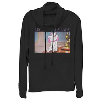 Disney's The Aristocats Marie Juniors' "Because I'm A Lady" Portrait Cowl Neck Pullover
