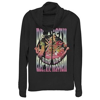 Disney's The Muppets Dr. Teeth And The Electric Mayhem Juniors' Cowlneck Graphic Lightweight Long Sleeve