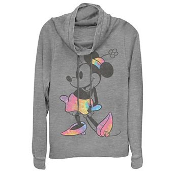 Disney's Mickey And Friends Juniors' Tie Dye Minnie Mouse Cowl Neck Pullover