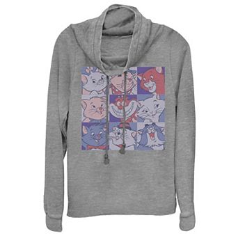 Disney's The Cats Of Disney Portrait Panels Juniors' Cowl Neck Pullover