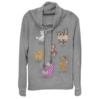 Disney's Cat Names And Breeds Juniors' Cowlneck Graphic Lightweight Long Sleeve