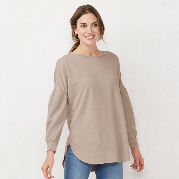 Petite LC Lauren Conrad Puff Sleeve Tunic Sweatshirt