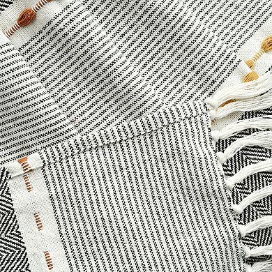 Lush Decor Herringbone Stripe Yarn Dyed Cotton Woven Tassel Throw