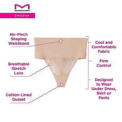 Maidenform Firm Control Shapewear Tame Your Tummy Lace Thong Panty 0049