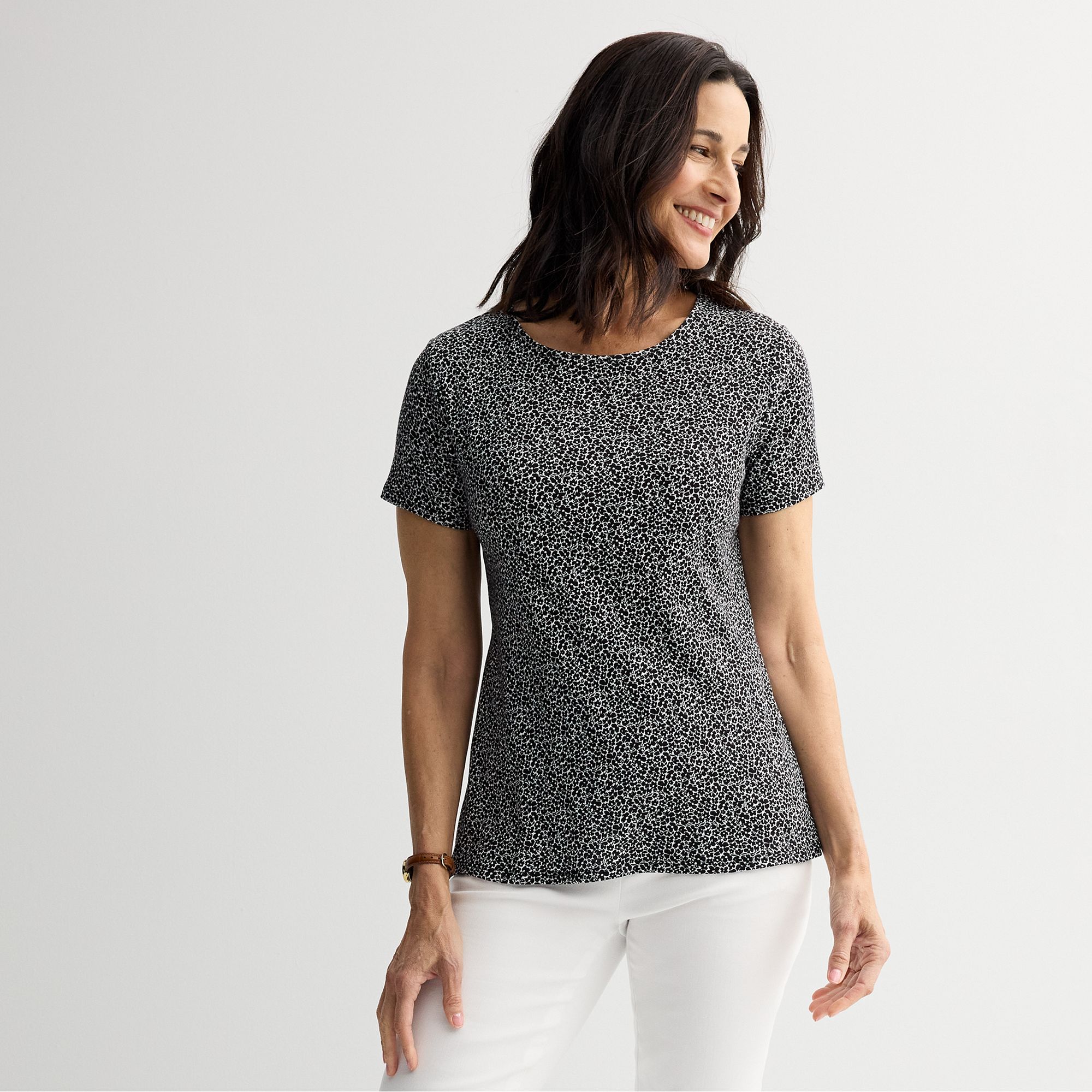 Petite Croft & Barrow® Essential Crewneck Tee, Womens, Size: XS Petite, B