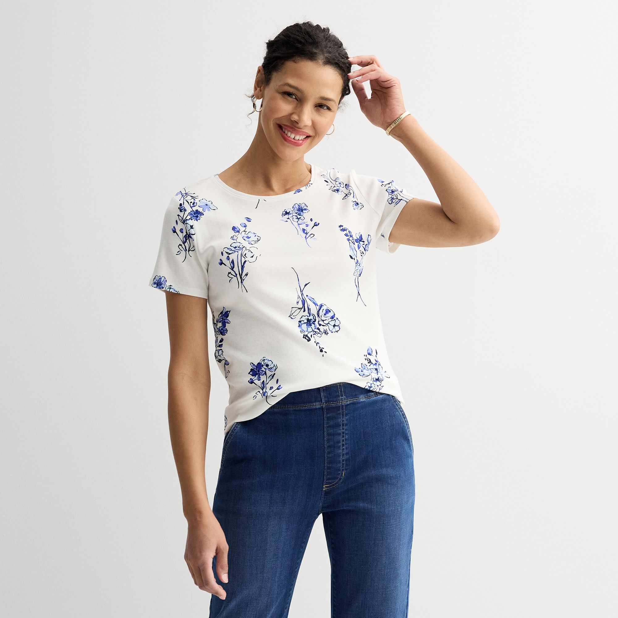 Petite Croft & Barrow® Essential Crewneck Tee, Womens, Size: XS Petite, B