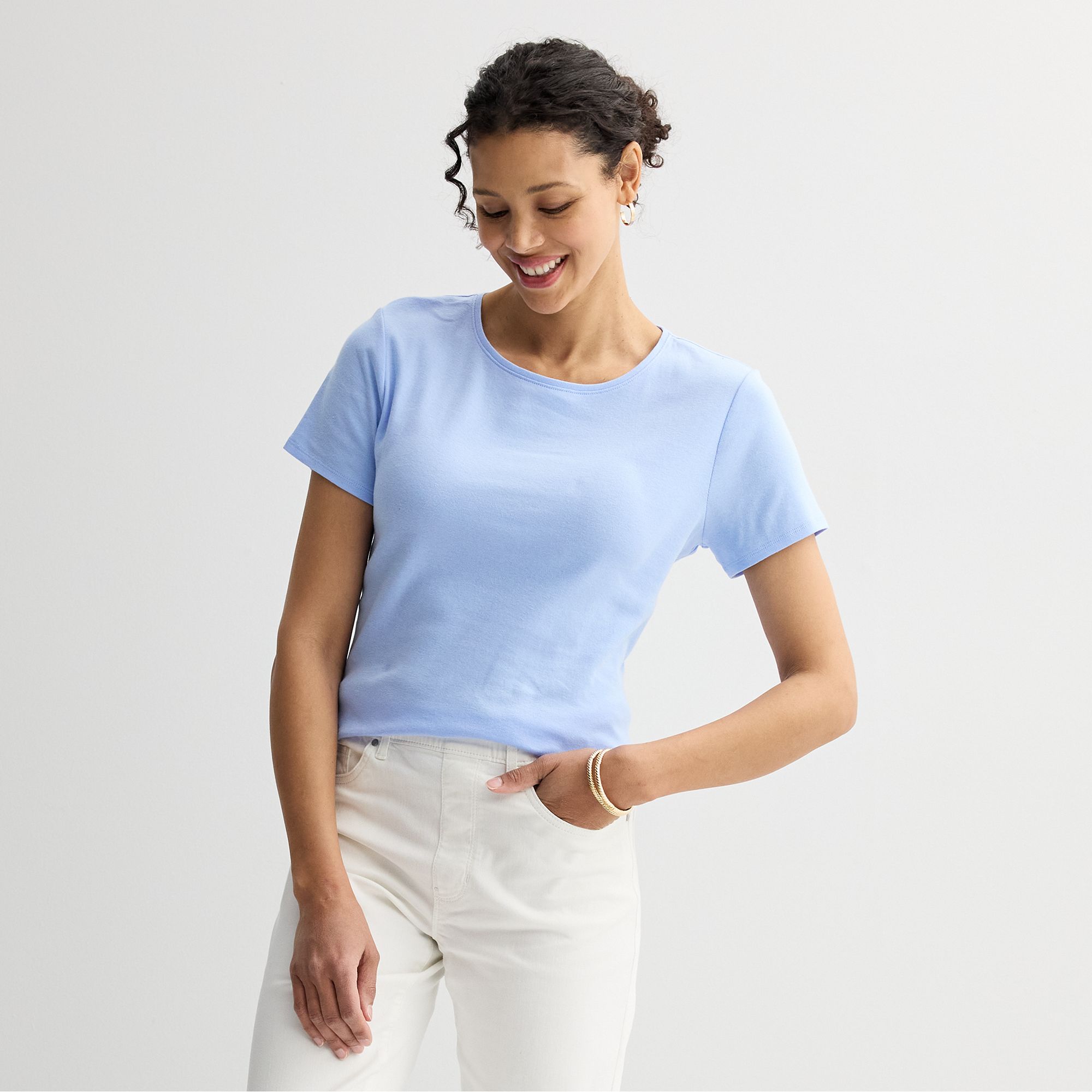 Petite Croft & Barrow® Essential Crewneck Tee, Womens, Size: XS Petite, H