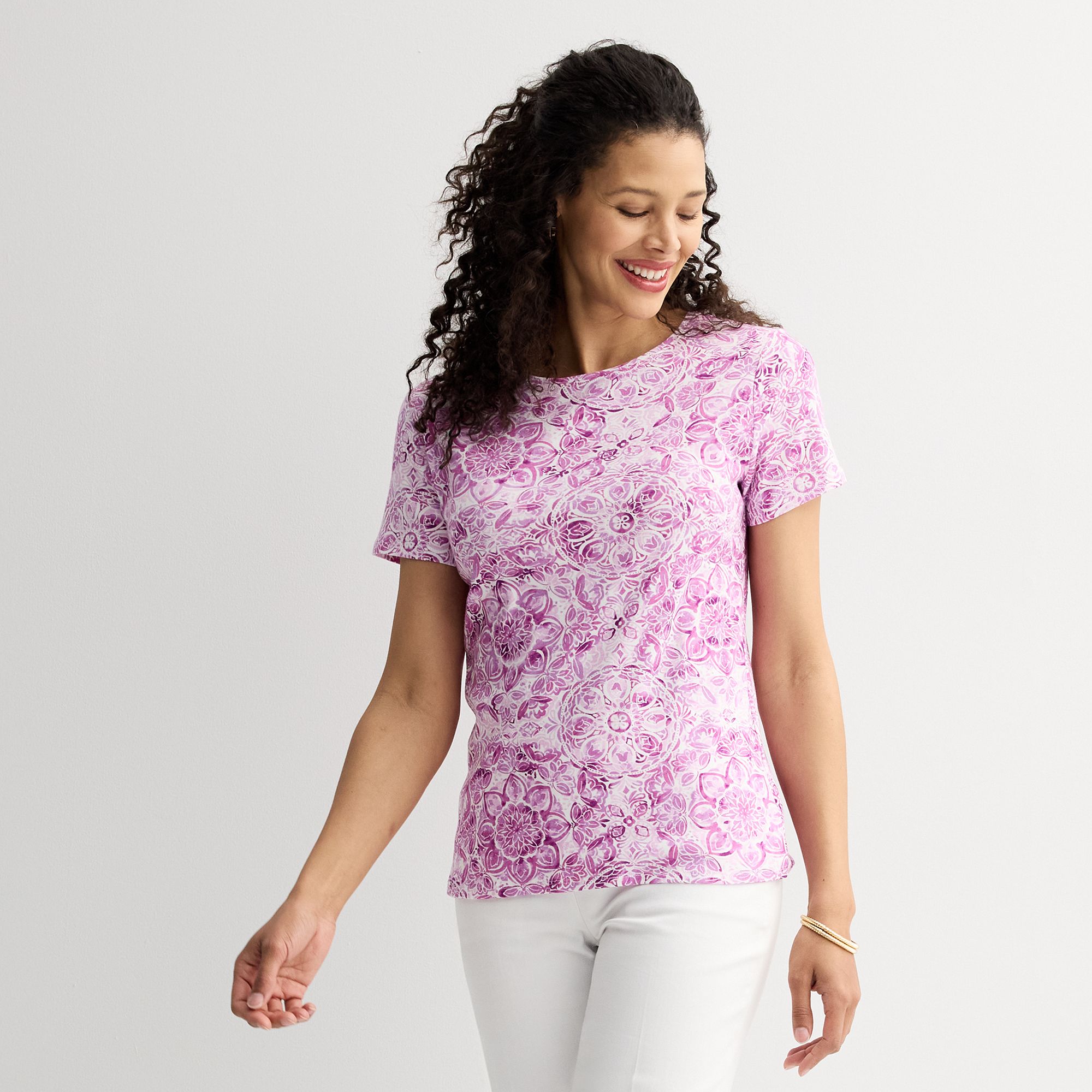 Petite Croft & Barrow® Essential Crewneck Tee, Womens, Size: XS Petite, P