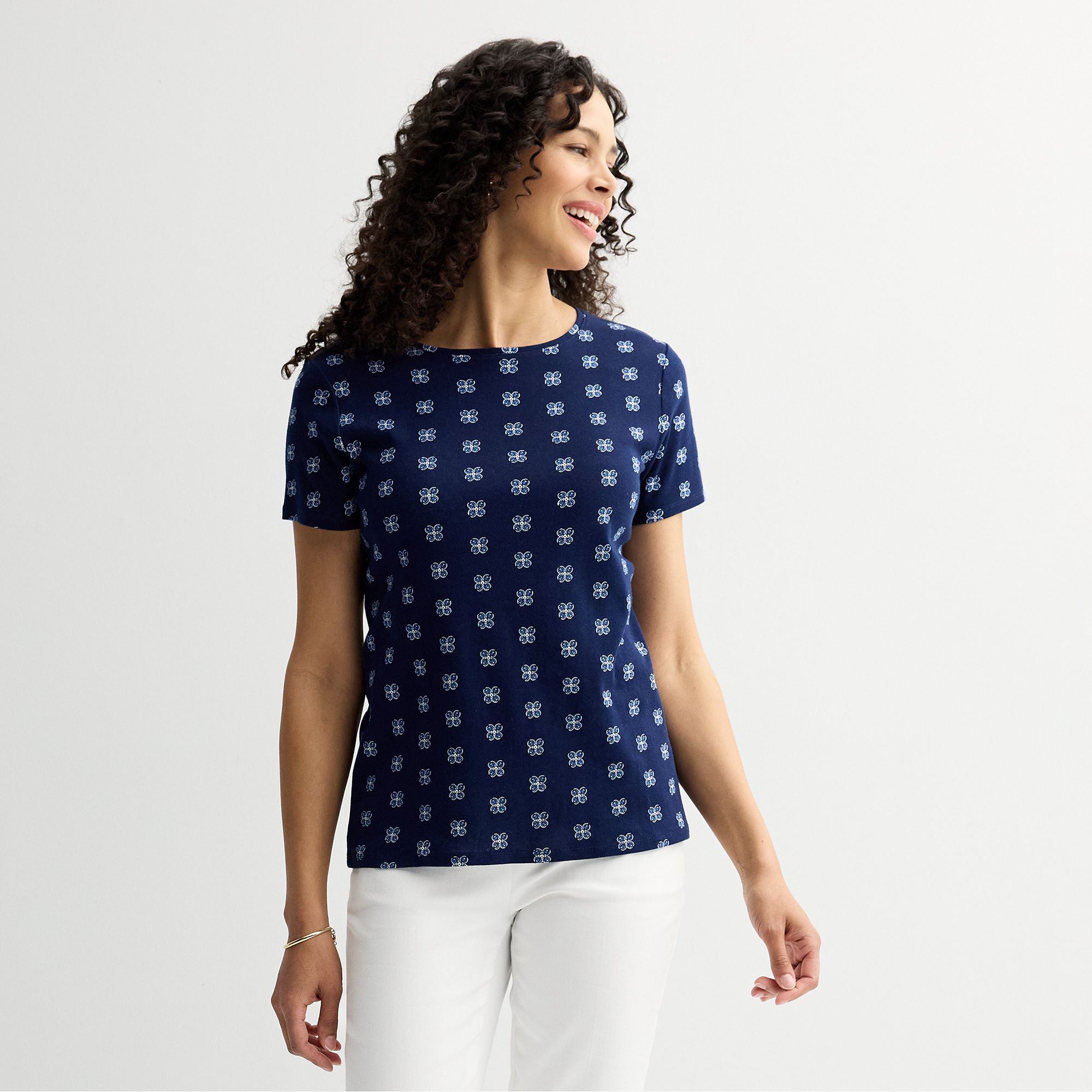Petite Croft & Barrow® Essential Crewneck Tee, Womens, Size: XS Petite, B