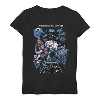 Girls 7-16 Star Wars The Saga Continues Group Shot Tee
