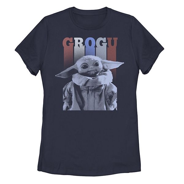 Juniors' Star Wars: The Mandalorian Fourth Of July Grogu USA Patriot Tee