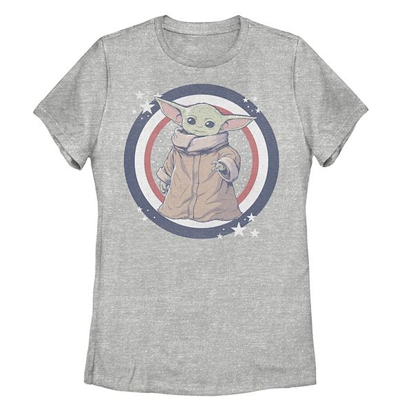 Juniors' Star Wars: The Mandalorian Fourth Of July Grogu Patriot Tee