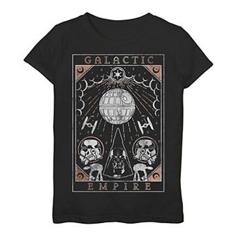 Girls 3-16 Star Wars Galactic Empire Death Star Tarot Poster Tee