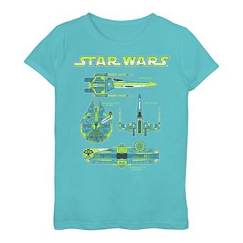 Girls 3-16 Star Wars Ship Schematics Tee