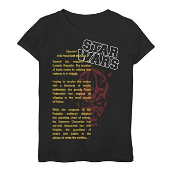 Girls 3-16 Star Wars: The Phantom Menace Darth Maul Text Crawl Tee
