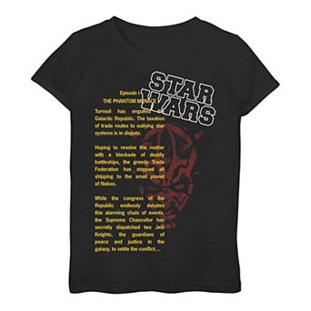 Girls 3-16 Star Wars: The Phantom Menace Darth Maul Text Crawl Tee