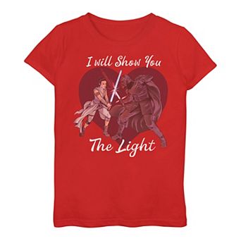 Girls 3-16 Star Wars Kylo Ren & Rey "I Will Show You The Light" Reylo Valentine's Day Tee