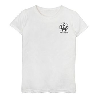 Girls 3-16 Star Wars: Squadrons Rebel Pilots Wanted Left Chest Tee