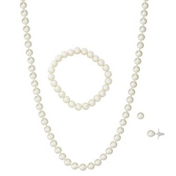 Napier Simulated Pearl Necklace, Bracelet & Earring Set