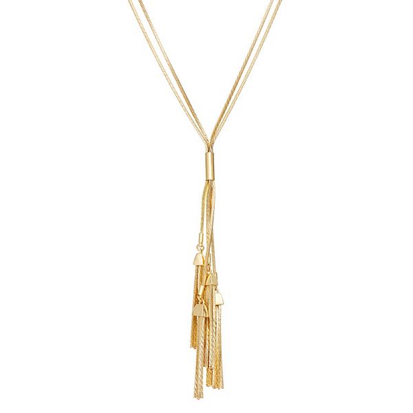 Napier Gold Tone Fringe Tassel Necklace