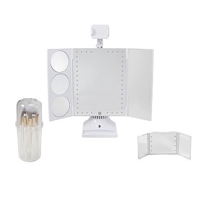 Glo Tech Ultimate Beauty Set 9 Bulb selling Led Hollywood Mirror w/ Brush Set & Compact