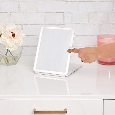 GloTech LED Slim Pad Mirror with Magnifying Lights