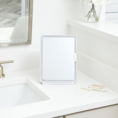 GloTech LED Slim Pad Mirror with Magnifying Lights