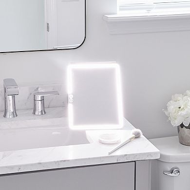 GloTech LED Slim Pad Mirror with Magnifying Lights