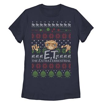 Juniors' E.T. The Extraterrestrial Ugly Christmas Sweater Design Graphic Tee