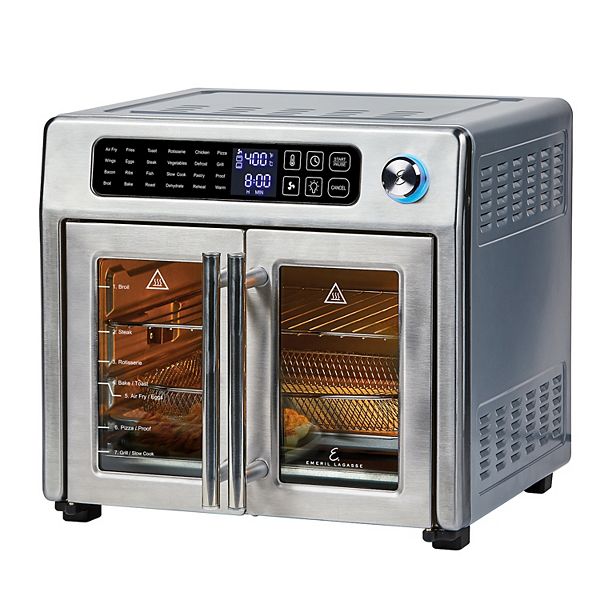 Chefman Extra Large Air Fryer and Convection Oven with French Doors and Rotisserie Spit, The Easiest Way to Cook Oil-Free, Double Wide Glass Windows