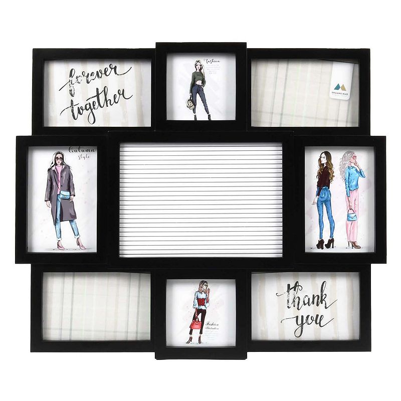 Prinz 8-Opening Letterboard Collage Wall Frame, Black