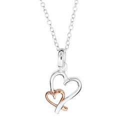 Kohl'sLove This Life® Sterling Silver Rose Gold Two Tone Double Heart Pendant Necklace