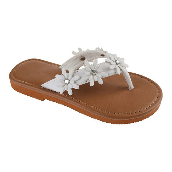 Girls Elli by Capelli Spring Flowers Faux Leather Thong Sandals
