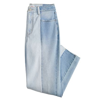 Juniors' SO® Two Tone Straight Leg Ankle Denim Jeans