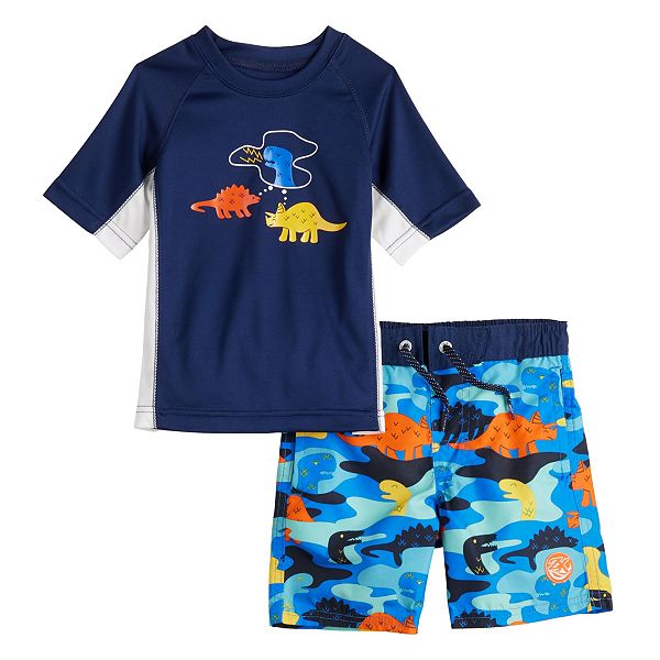 Baby & Toddler Boy ZeroXposur Camo Dinosaurs Rash Guard Top & Swim