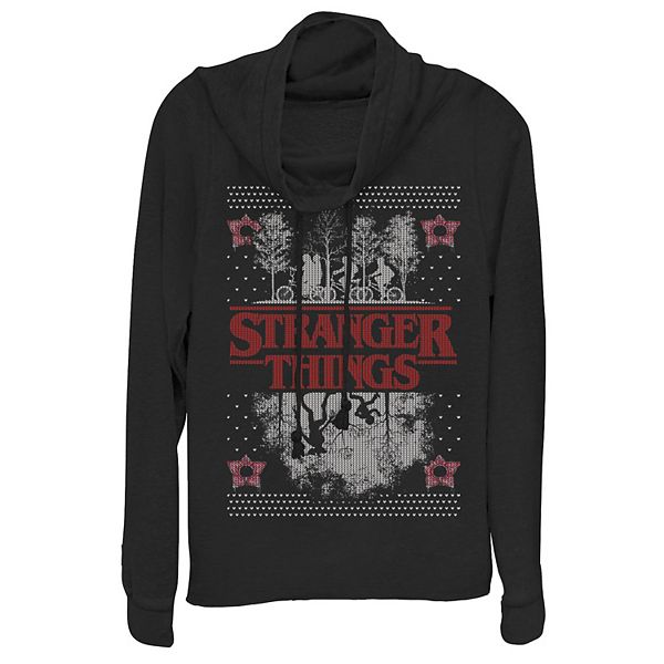 Juniors Netflix Stranger Things Ugly Christmas Sweater Style Cowl