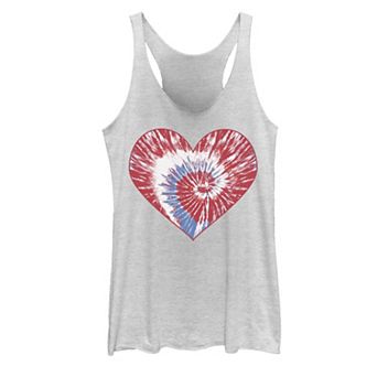 Juniors' Spiral USA Heart Tie Dye Tank Top