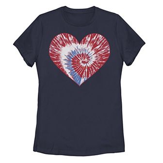 Juniors' Spiral USA Heart Tie Dye Tee