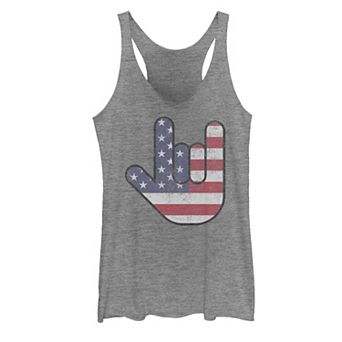 Juniors' Rock On Hand USA Flag Tank Top